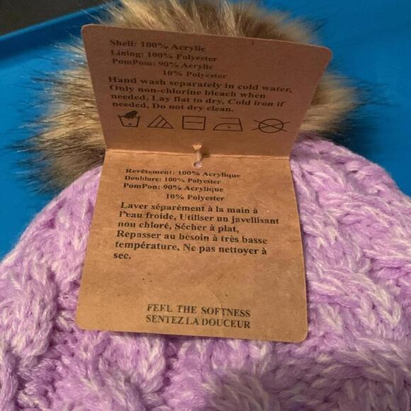 Just Cozy knit hat and mittens purple one size fits all - Picture 8 of 10